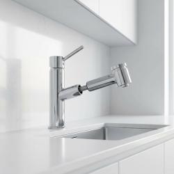 Aquanello Voss Kitchen mixer tap Chrome with pull-out spout and spray function CR-7200-VS